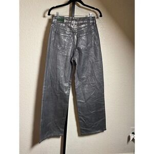 Wild Fable High Rise Baggy Jeans Metallic Silver, Women's Denim Wide Leg Size 00